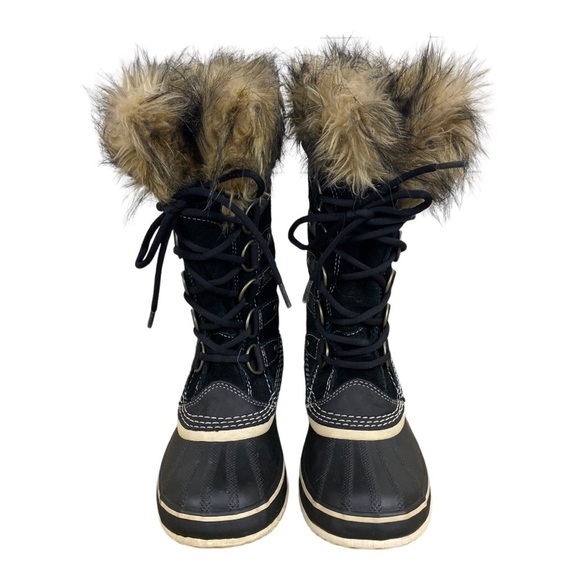 SOREL Joan of Arctic Black Suede Snow Boots with Faux Fur - Picture 2 of 11